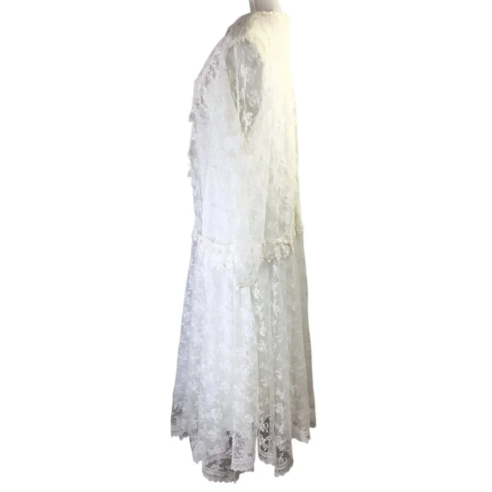 Jessica McClintock Bridal Dress Gown Vintage Lace Drop Waist Size 18W Plus Ivory